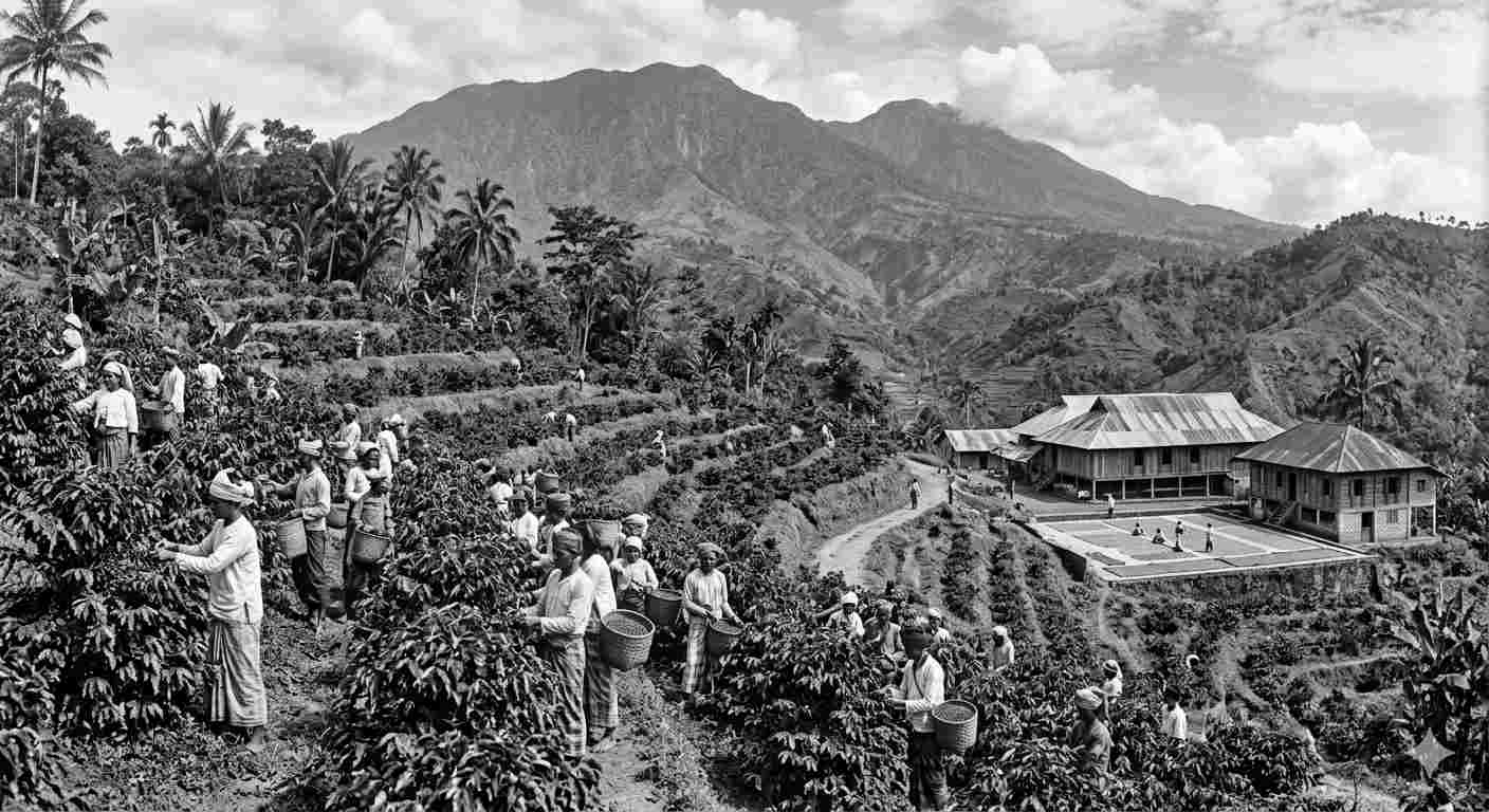 Ilustrasi Pertanian Kopi Pada Zaman Belanda 