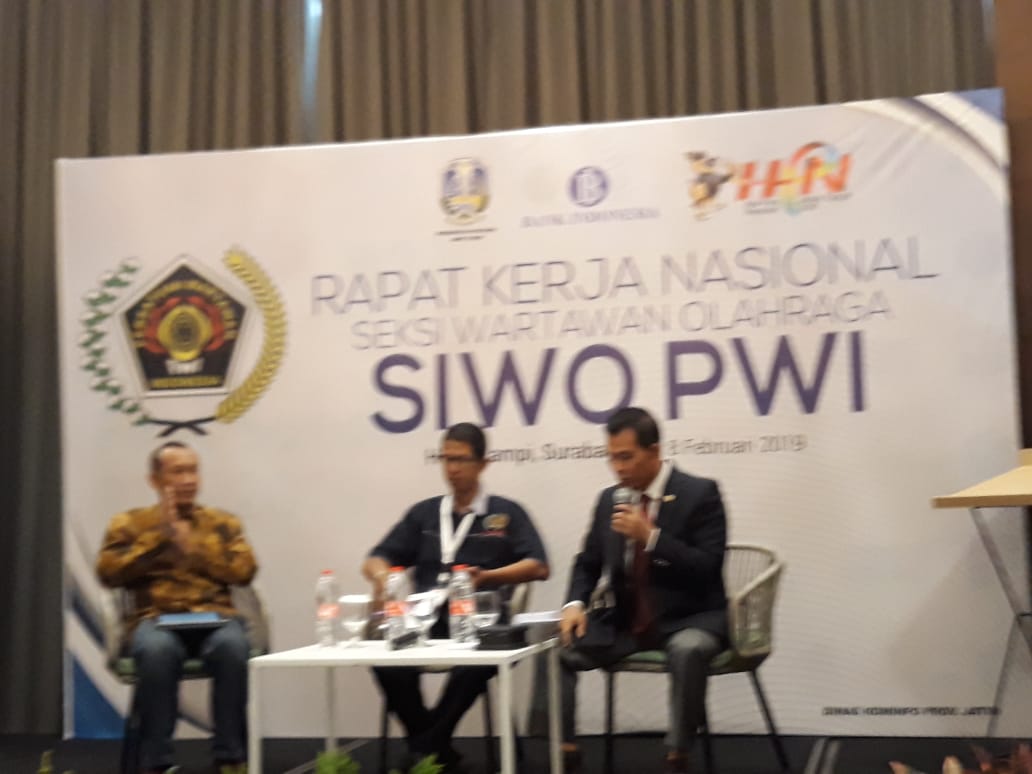 Ketua KONI Sumbar Syaiful jadi pembicara pada Rakernas SIWO PWI di Surabaya 
