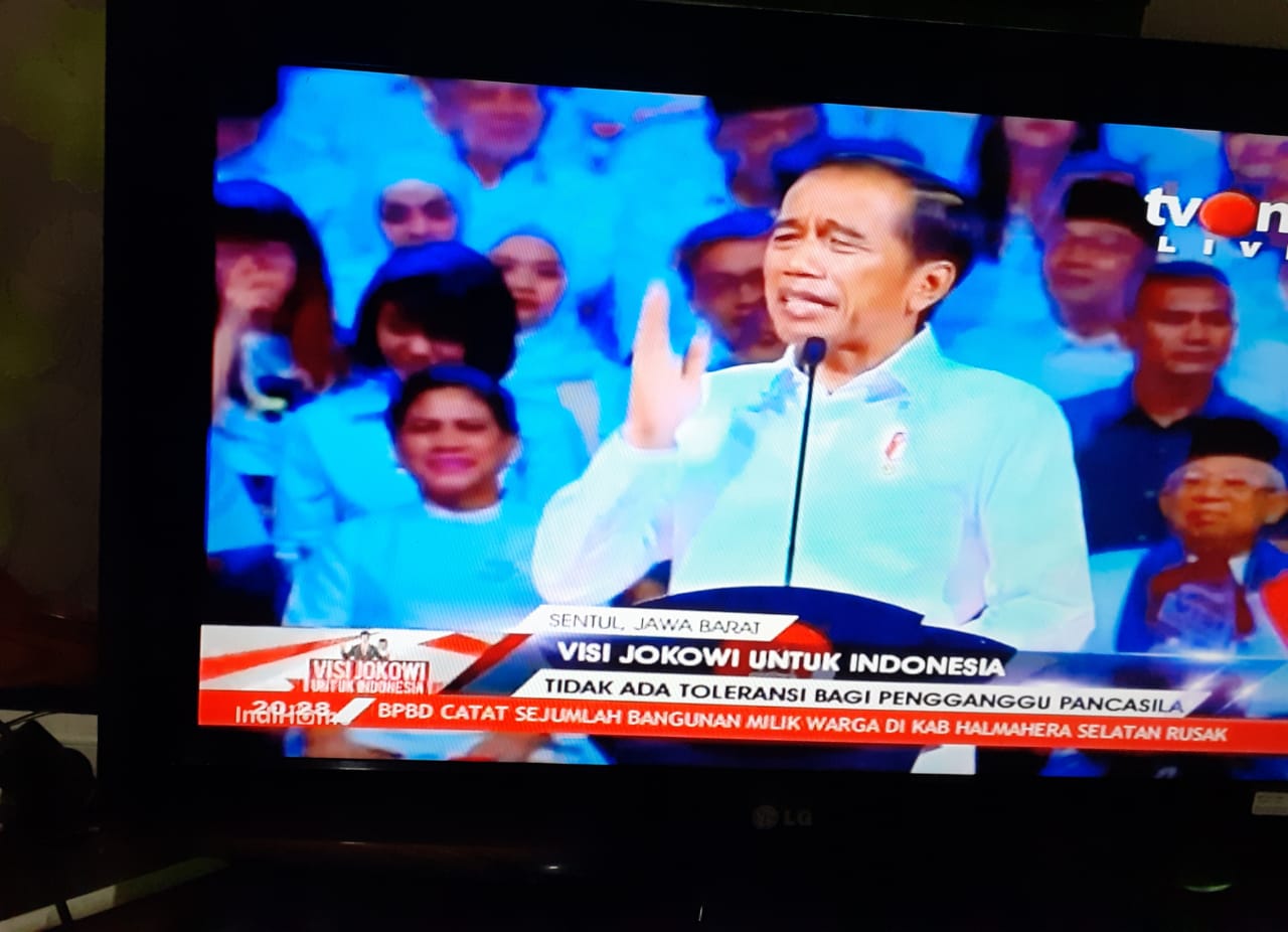 Jokowi saat menyampaikan pidato terkait visinya untuk Indonesia lima tahun ke depan 