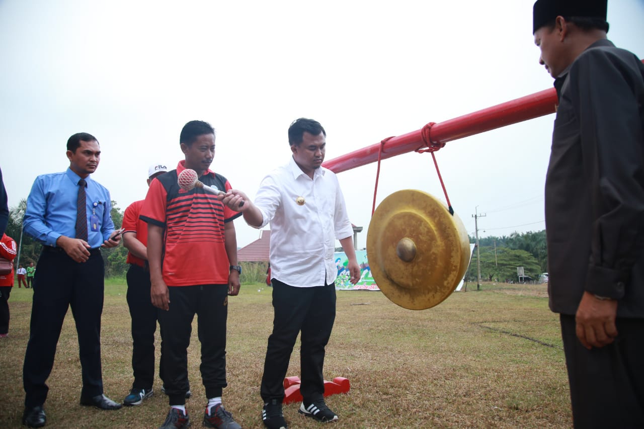 Pembukaan germas kab Dharmasraya ditandai dengan pemukulan gong oleh bupati Sutan Riska