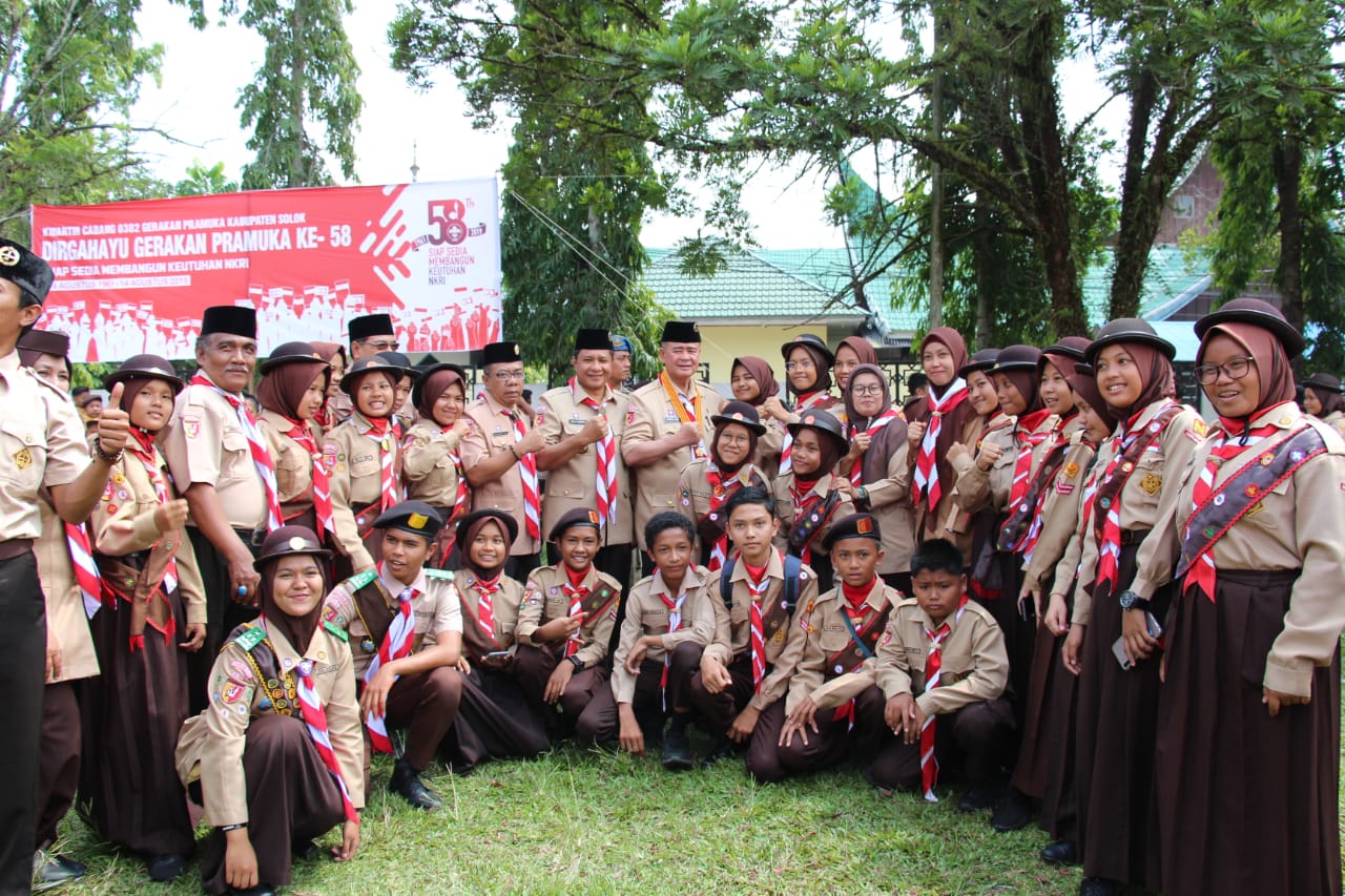 Peringatan Hari Pramuka Ke 58 Kabupaten Solok dihadiri Wagub Sumbar Nasrul Abit dipusatkan di Lapangan UMMY Koto Baru Solok (31/8).