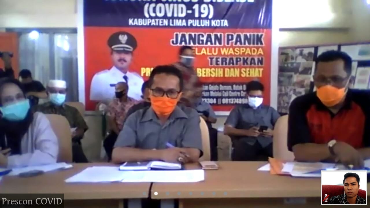 Gugus Tugas Penanganan Covid-19 Limapuluhkota lakukan jumpa pers secara virtual