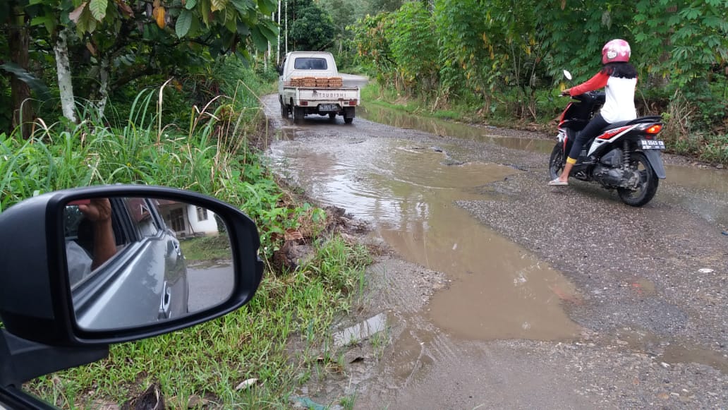 Ini kondisi jalan yang menghubungkan Nagari Andiang dan Guntung, Kec Bukit Barisan, Limapuluh Kota