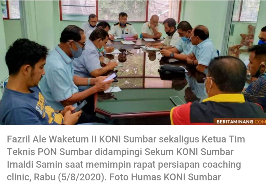 Pengurus KONI Sumbar mengikuti rapat persiapan coaching clinic ,Rabu (5/8/20) di Padang