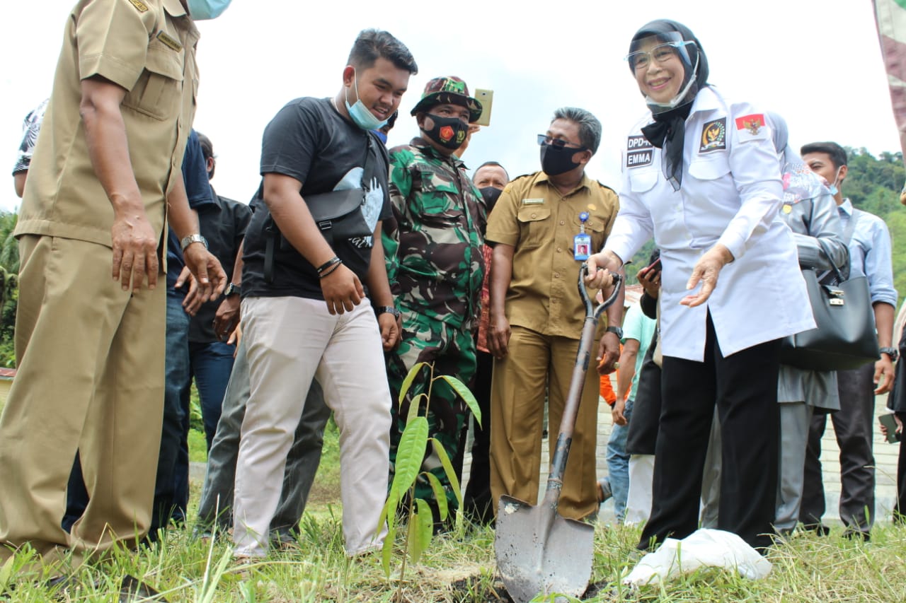 Emma Yohana saat menanam pohon di Kec. Panti, Pasaman