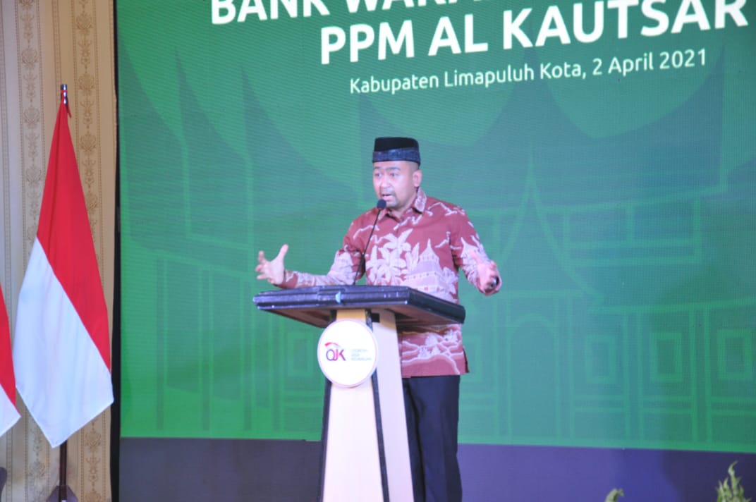 Wakil Gubernur Sumatera Barat, Audy Joinaldy, saat peremian Bank Wakaf Mikro (BWM) di Sarilamak, Kab Limapuluh Kota, Jumat (2/4/2021).   