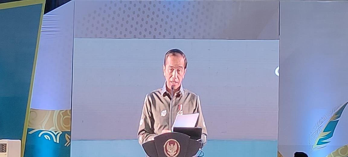 Presiden RI Joko Widodo, menyampaikan sambutan pada puncak Hari Pers Nasional HPN 2023 di Sumut, Kamis (9/2/20323).