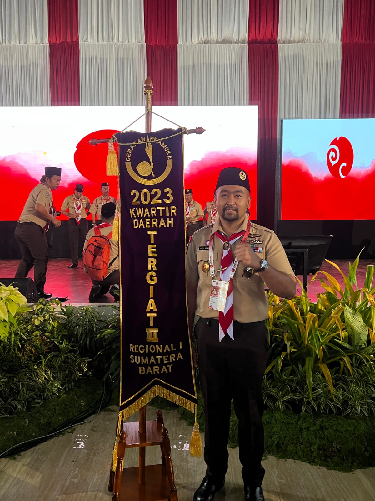 Wakil Gubernur Sumbar yang juga Ketua Kwarda Sumbar, Kak Audy Joinaldy,  saat Musyawarah Nasional (Munas) XI Gerakan Pramuka di Banda Aceh, Sabtu (2/12/2023). Foto Adpsb. 