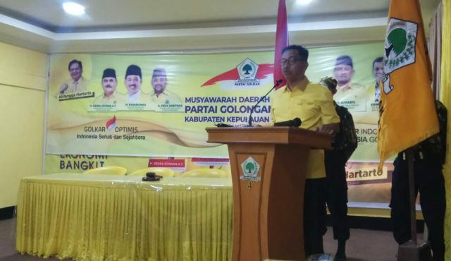 Ketua DPD Golkar Sumbar Khairunnas buka Musda Golkar Mentawai.