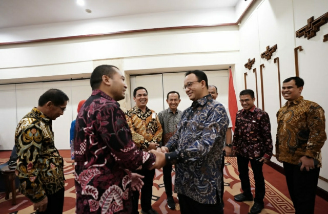 Wagub Sumbar Audy Joinaldy saat beramahtamah dengan Gubernur DKI Jakarta Anies Baswedan
