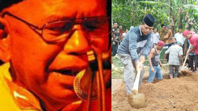 (kiri) Sang Maestro Seni Tradisi Islamidar. Mantan Bupati Limapuluh Kota saat ikut prosesi pemakaman almarhum