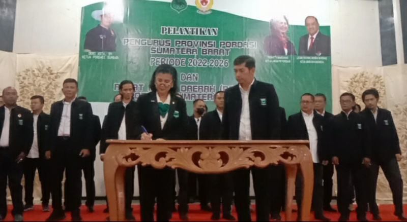 Pelantikan Pengurus Pordasi Sumbar di Gedung Pusat Kebudayaan Kota Sawahlunto, Senin (22/8)