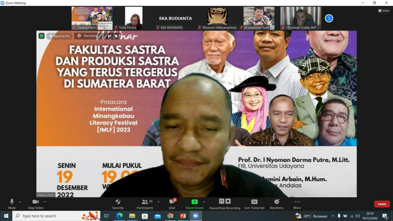 Webinar Pra-IMLF: Produksi Sastra Sumbar Tergerus Fakultas Sastra Berperan Apa?