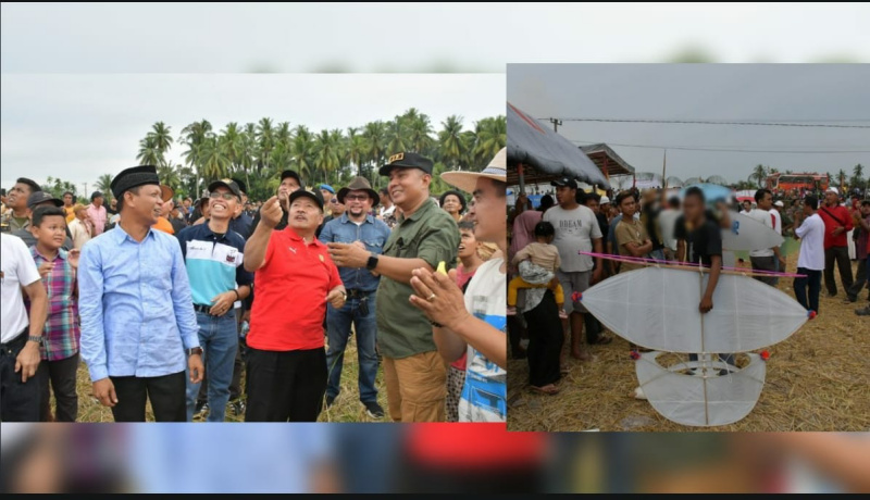 Suasana saat festival layangan di Manggopoh berlangsung
