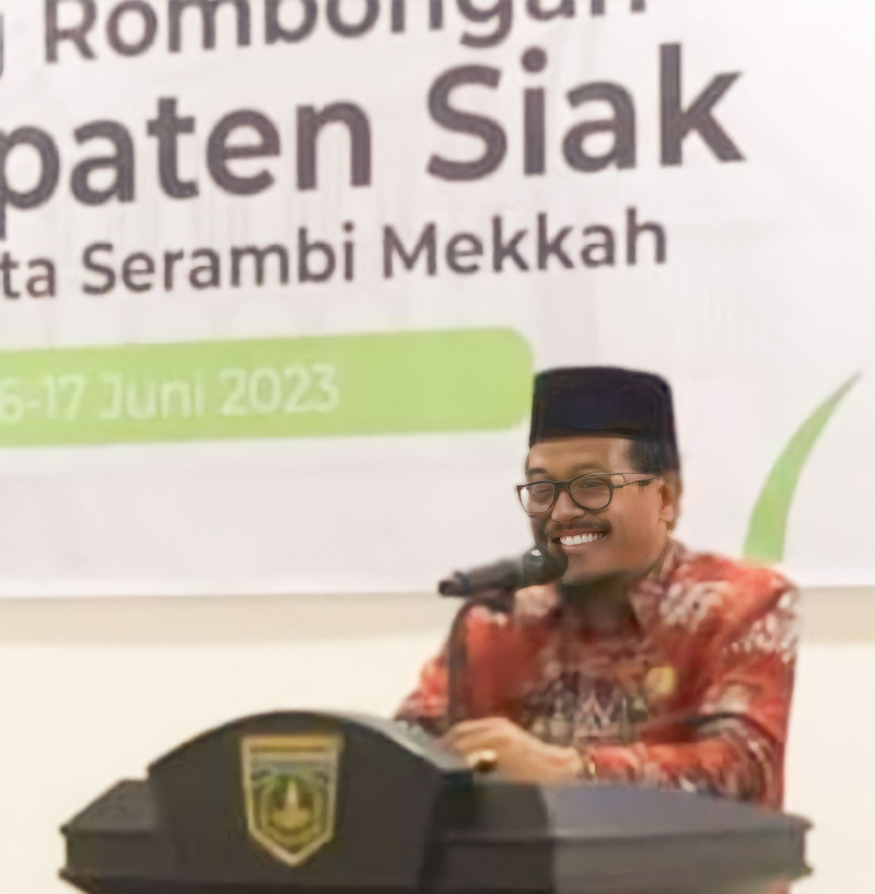 Kakan Kemenag Kota Padang Panjang, Drs. H Alizar Chan, M. Ag beri sambutan saat menyambut kunjungan FKUB Kabupaten Siak, Sabtu (17/6/2023) siang.