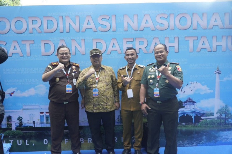 Wako Hendri bersama Wawako Alex dan unsur Forkompinda di Rakornas 2026.