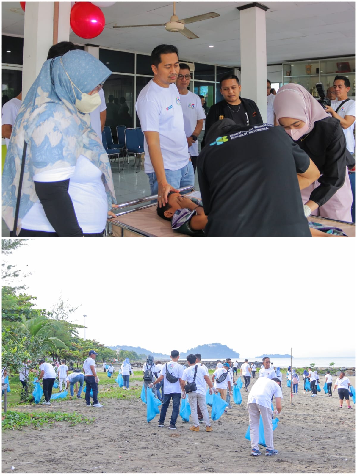 Aksi bersih sampah pantai Padang oleh jajaran Pertamina dan Hiswana Migas Sumbar.