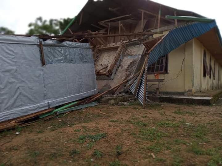 Salah satu Gereja di Desa Taikako, Kecamatan Sikakap yang rusak berat akibat gempa pada 2 Februari 2019 lalu.