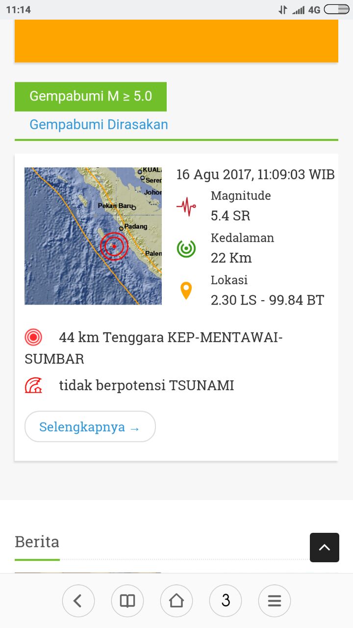 Peta Gempa Mentawai